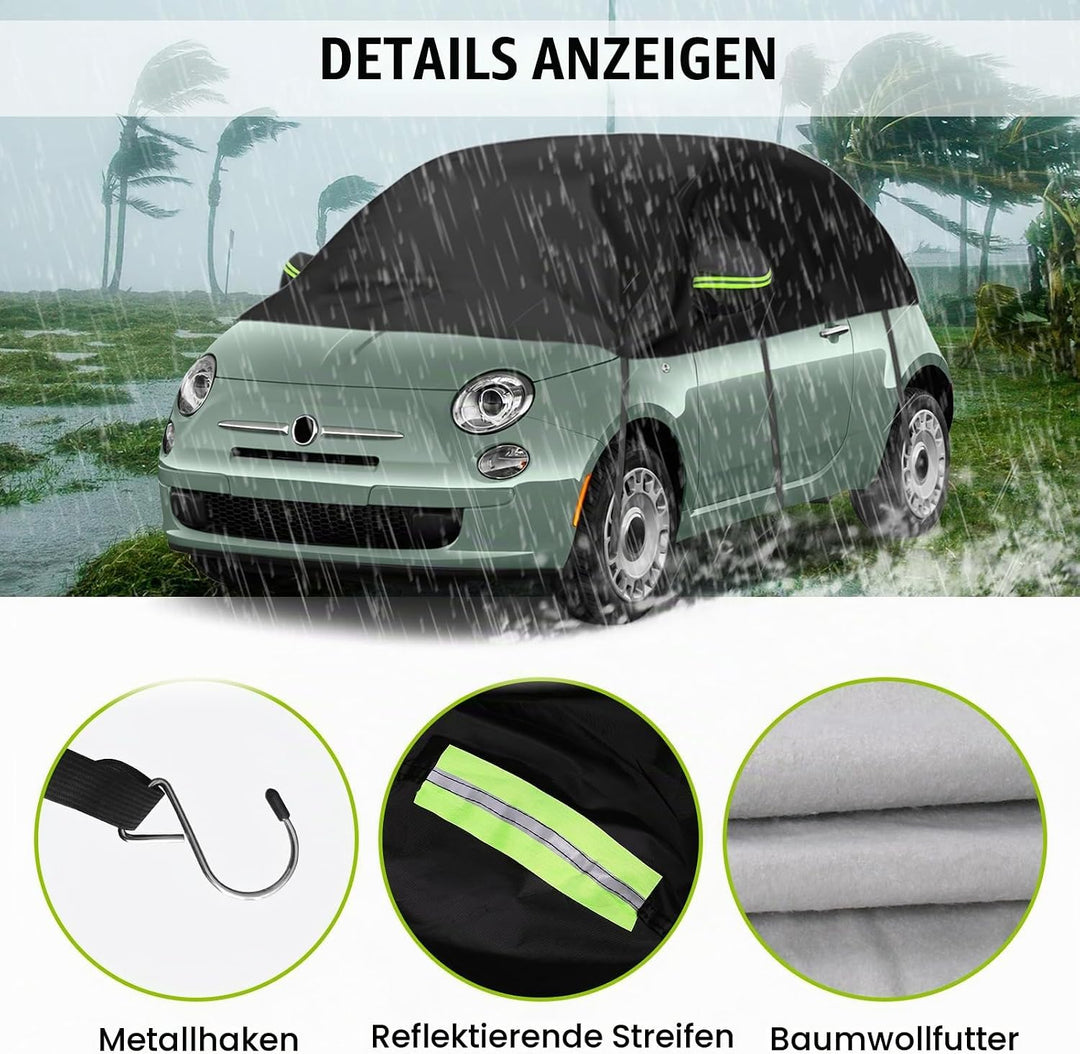 Autoabdeckung Schrägheck Universalmodell 300 * 150 * 49cm, Halbgarage Wasserdicht Ersatz für FIAT 50
