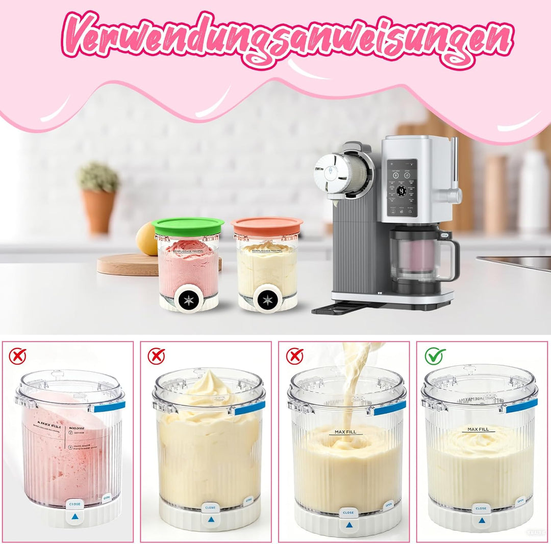 4 Stück für Ninja Swirl Creami Behälter, 480 ml Eisbehälter für NC701 &amp; NC700 Serie Eismaschinen, Ei
