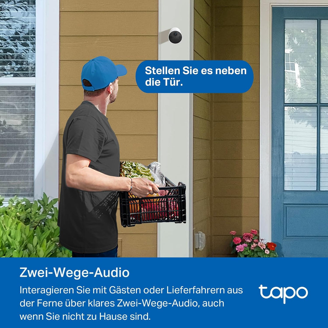 Tapo C410 Überwachungskamera Aussen Akku 2 Pack, 2K Auflösung, Farbnachtsicht, MicroSD-Speicher, 640