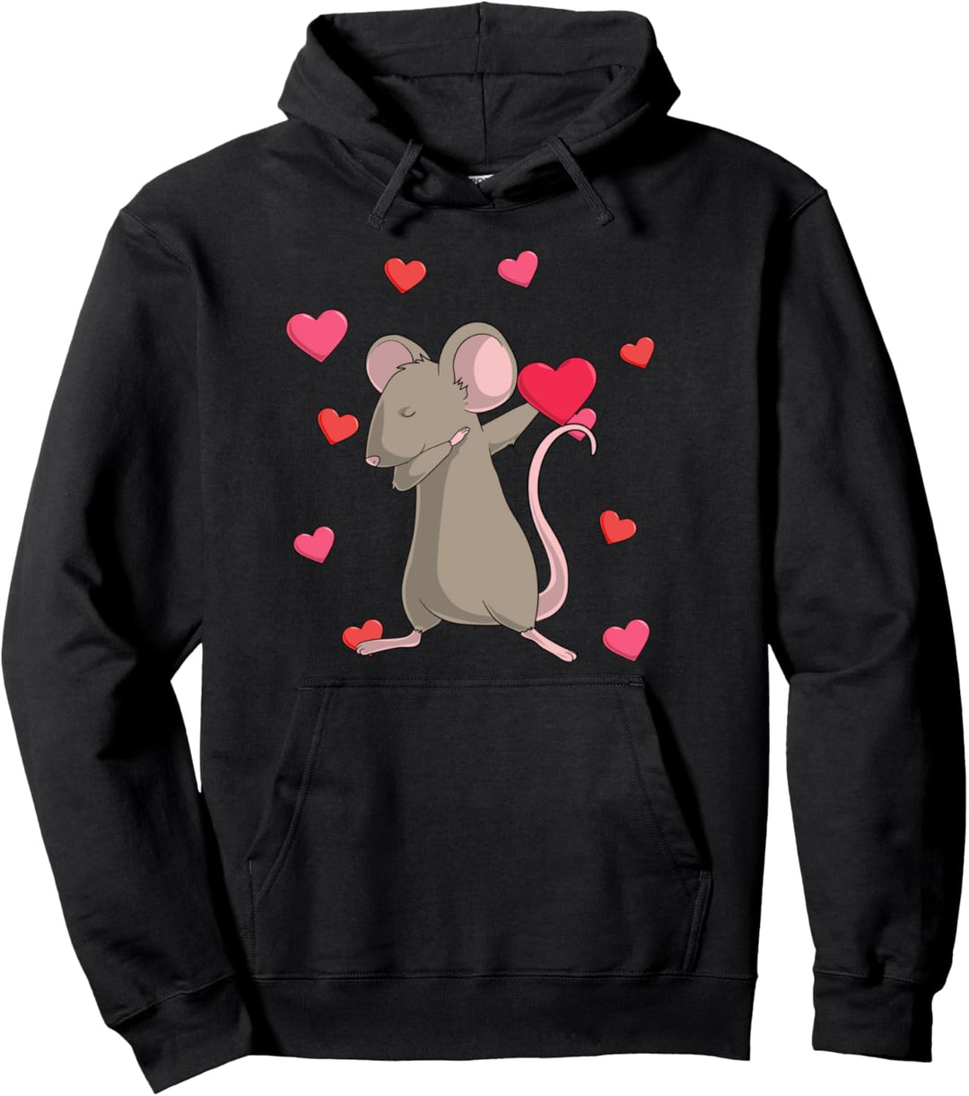 Dabbing Mäuse Valentinstag Love Heart Dance Pose Cute Ratte Pullover Hoodie
