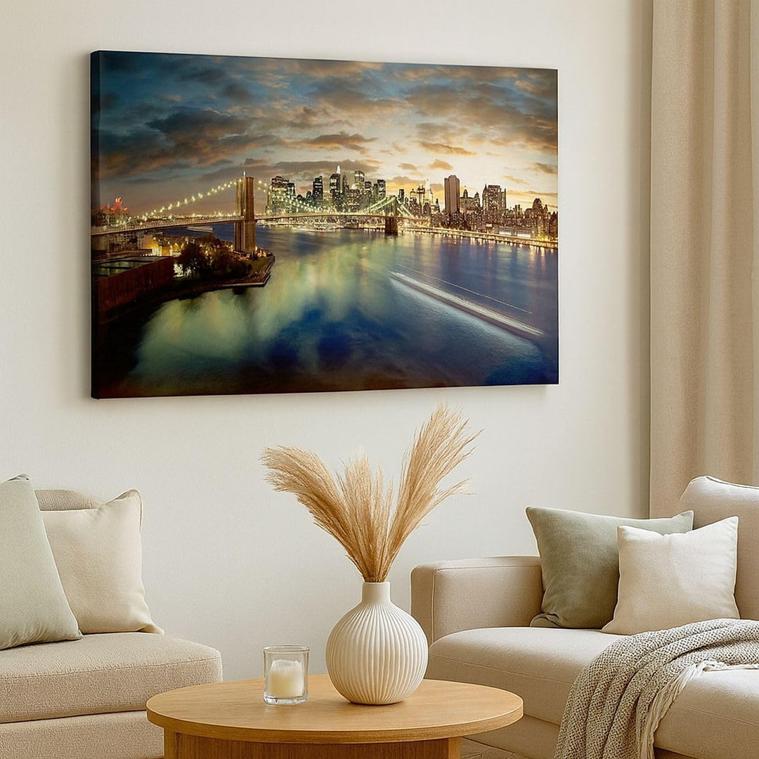 Bilder auf Leinwand 100x70cm Leinwandbild Amerika Architektur New York Gross Wanddeko Bild Schlafzim