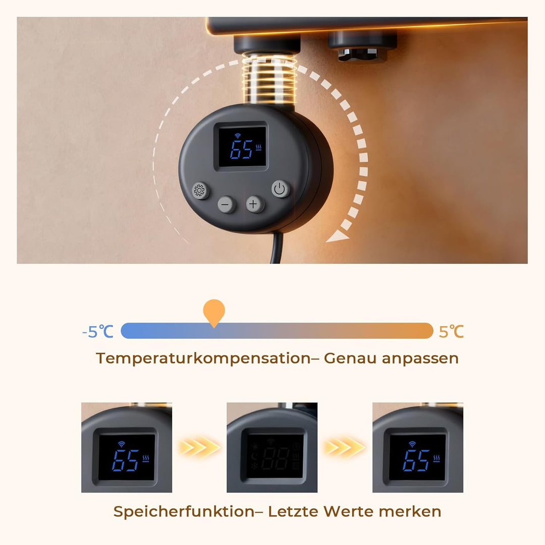 S'AFIELINA Badheizkörper Elektrisch 1599×500mm Anthrazit, 1000W Handtuchheizkörper Elektrisch mit Th