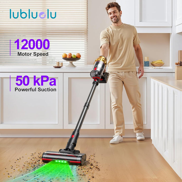 Lubluelu Akku-Staubsauger 50000Pa, kabellos mit Smart Display & Anti-Tangle-Bodenbürste, leicht & fl