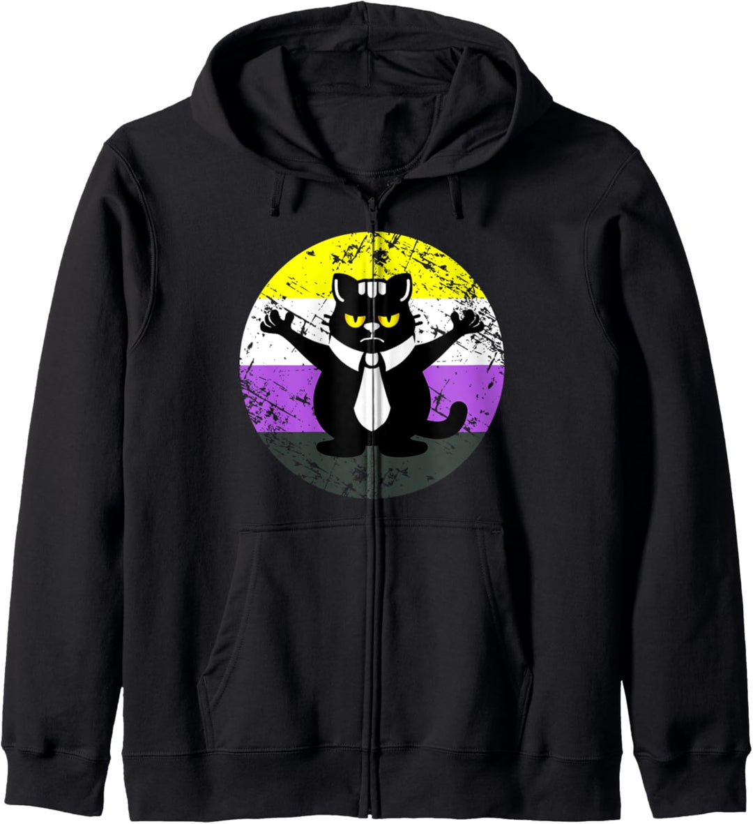 Nonbinary Katze Pride Nichtbinäre Flaggenfarben Kapuzenjacke