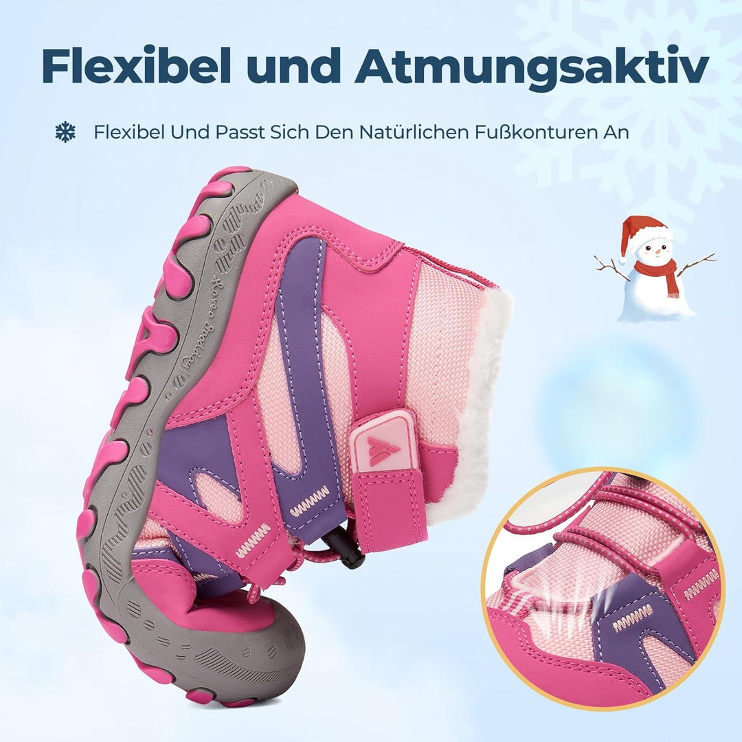 Mishansha Kinder Outdoor Winterschuhe Warm Gefüttert Winterstiefel, Gr.24-38 34 EU Fuchsia Pink, 34