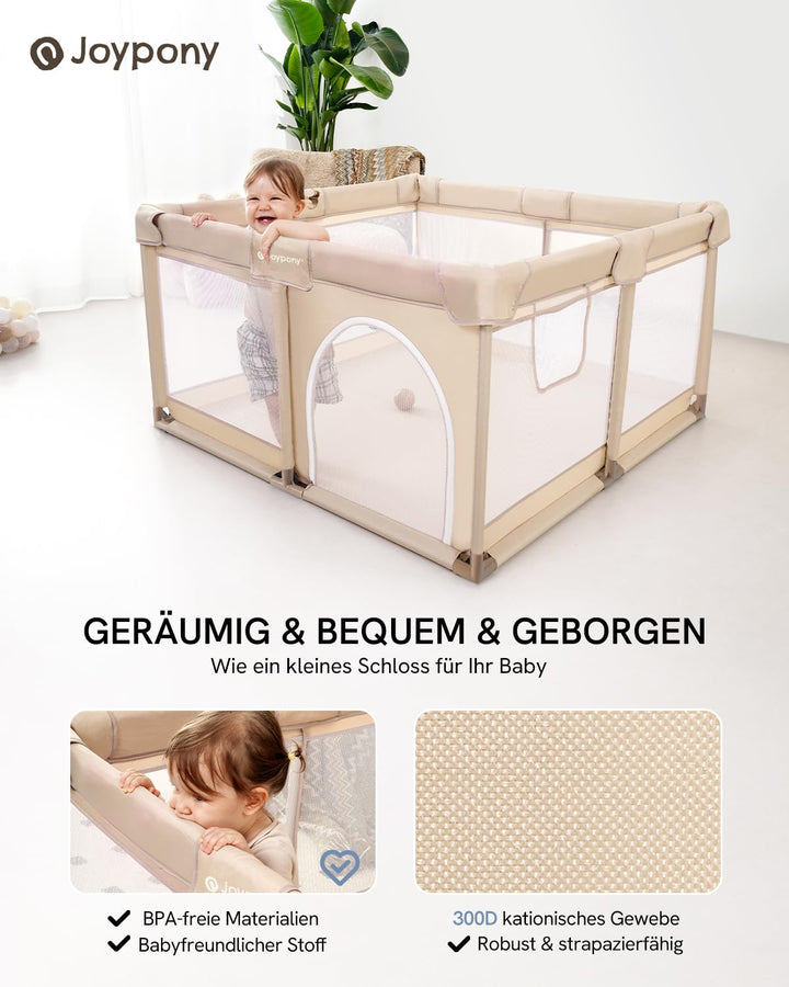 Laufstall Baby Beige 127×127 CM, Hellbeige 127×127 CM