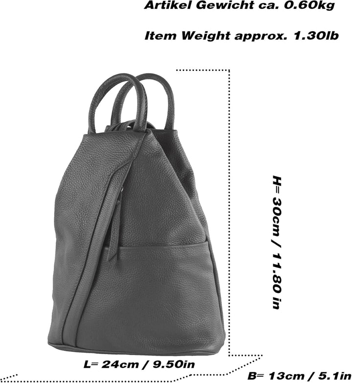 modamoda de - T180 - Damen Rucksack Tasche aus ital. Leder Bordeauxviolett, Bordeauxviolett