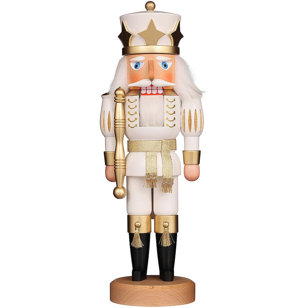 Christian Ulbricht Nussknacker Prinz weiss/Gold lasiert - 39 cm