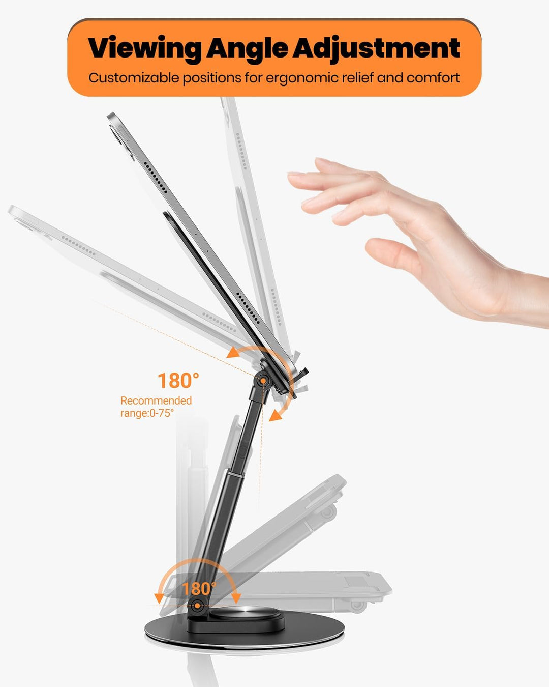 Drehbarer & Tragbarer Tablet Ständer-Klearlook Verstellbare Höhe/Winkel Faltbarer iPad Halterung Tis