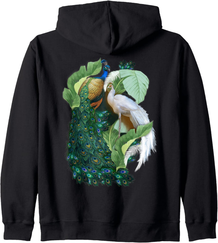 Weiss-Blau-Grüne Fantasie-Pfauen Kapuzenjacke