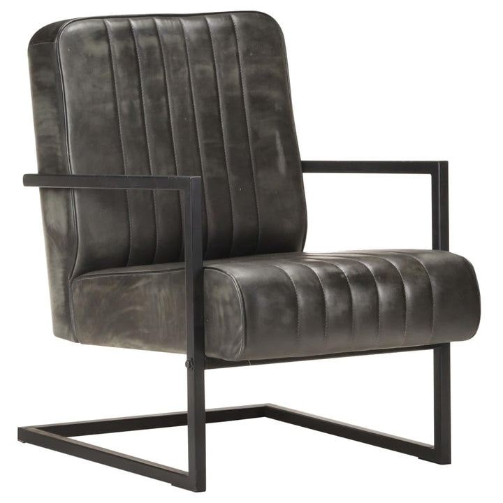 Bussandri Exclusive - Freischwinger Sessel Distressed Grau Echtleder