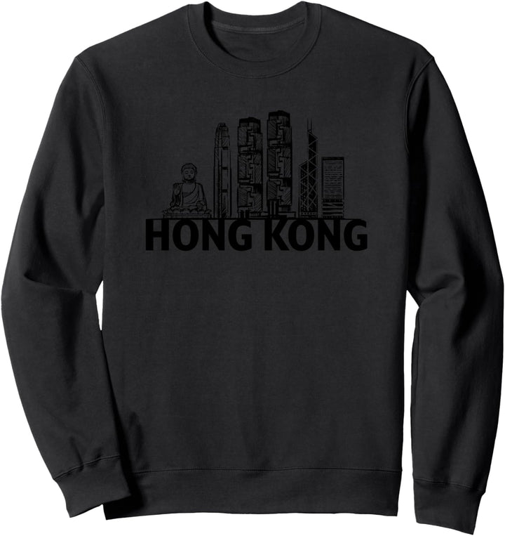 Hongkong China City Skyline Silhouette Outline Sketch Sweatshirt
