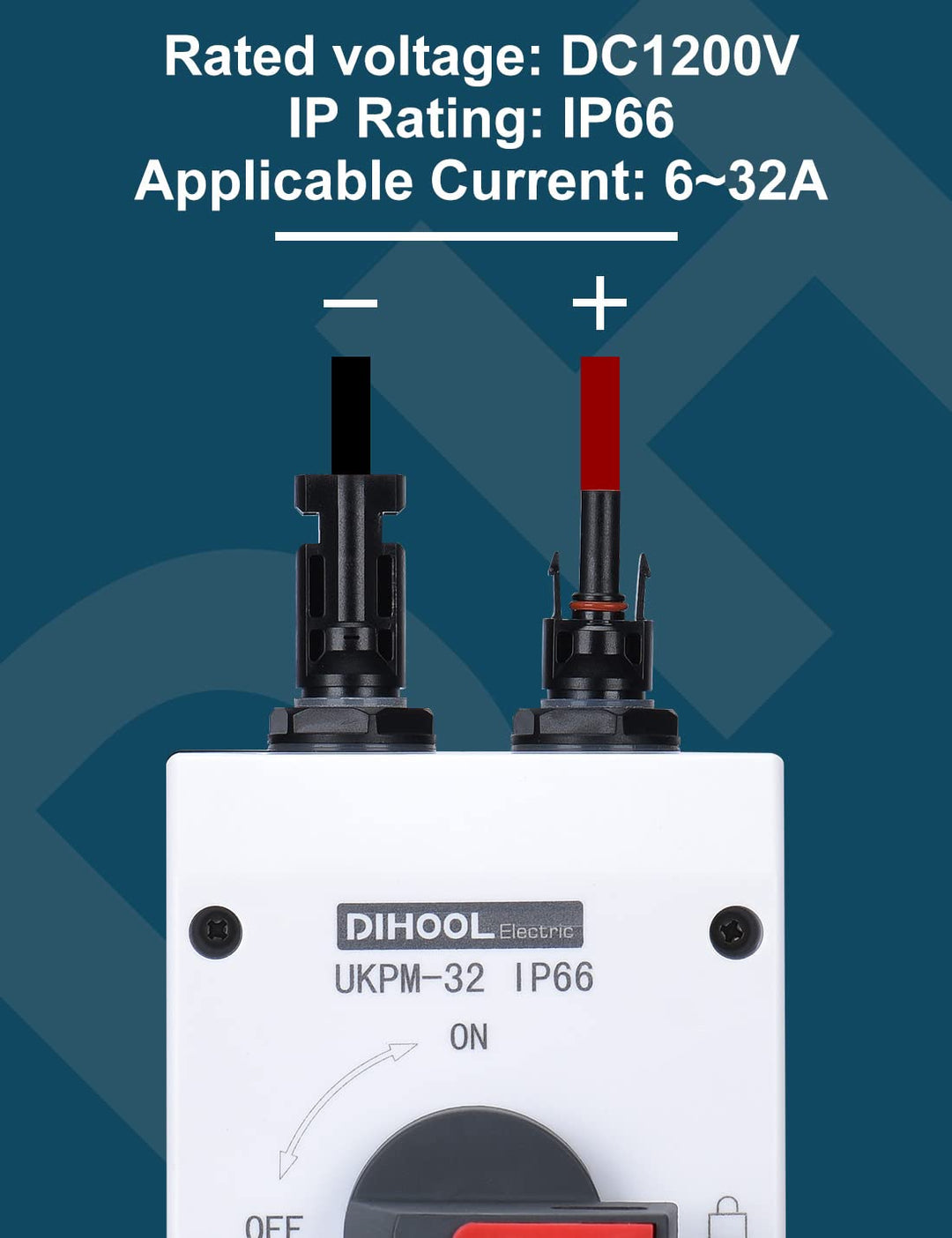 DIHOOL DC Trennschalter Leistungsschalter IP65 Wasserdicht 32a 1200V PV Combiner Box For Solaranlage