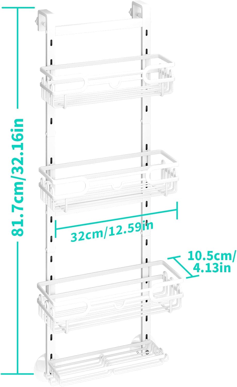 HapiRm Duschablage zum Hängen - Duschregal Hängend Einstellbar mit 4 Duschkorb, Duschablage Ohne Boh
