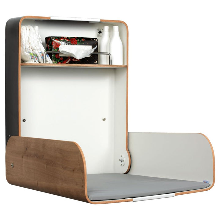 Wickeltisch Pamplona Eiche/Timkid Kawaform midi- klappbar als Wandwickeltisch, Formholz, Eiche, inkl