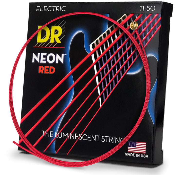 DR Strings Hi-Def Neon Red Electric Heavy 11-50 rot, 11-50 rot