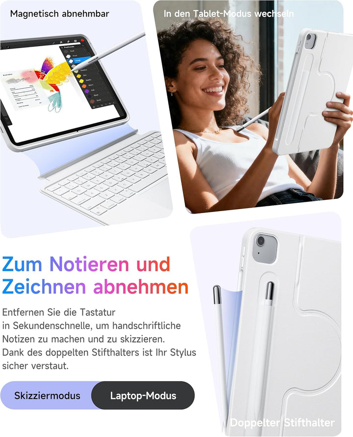 HOU Combo hülle mit Tastatur drehbar für ipad 9 Generation 10,2 Zoll &amp; 8. Gen &amp; 7. Gen Multi-Touch T