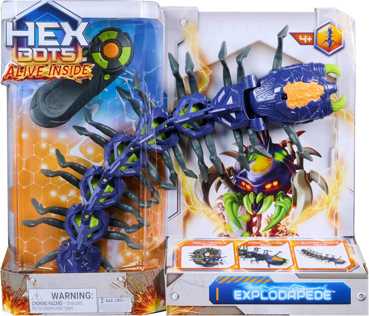 HEX Bots Explodapede Remote Control Robot Centipede Robot Toys with Light Up Eyes, Prank Toys for Ki