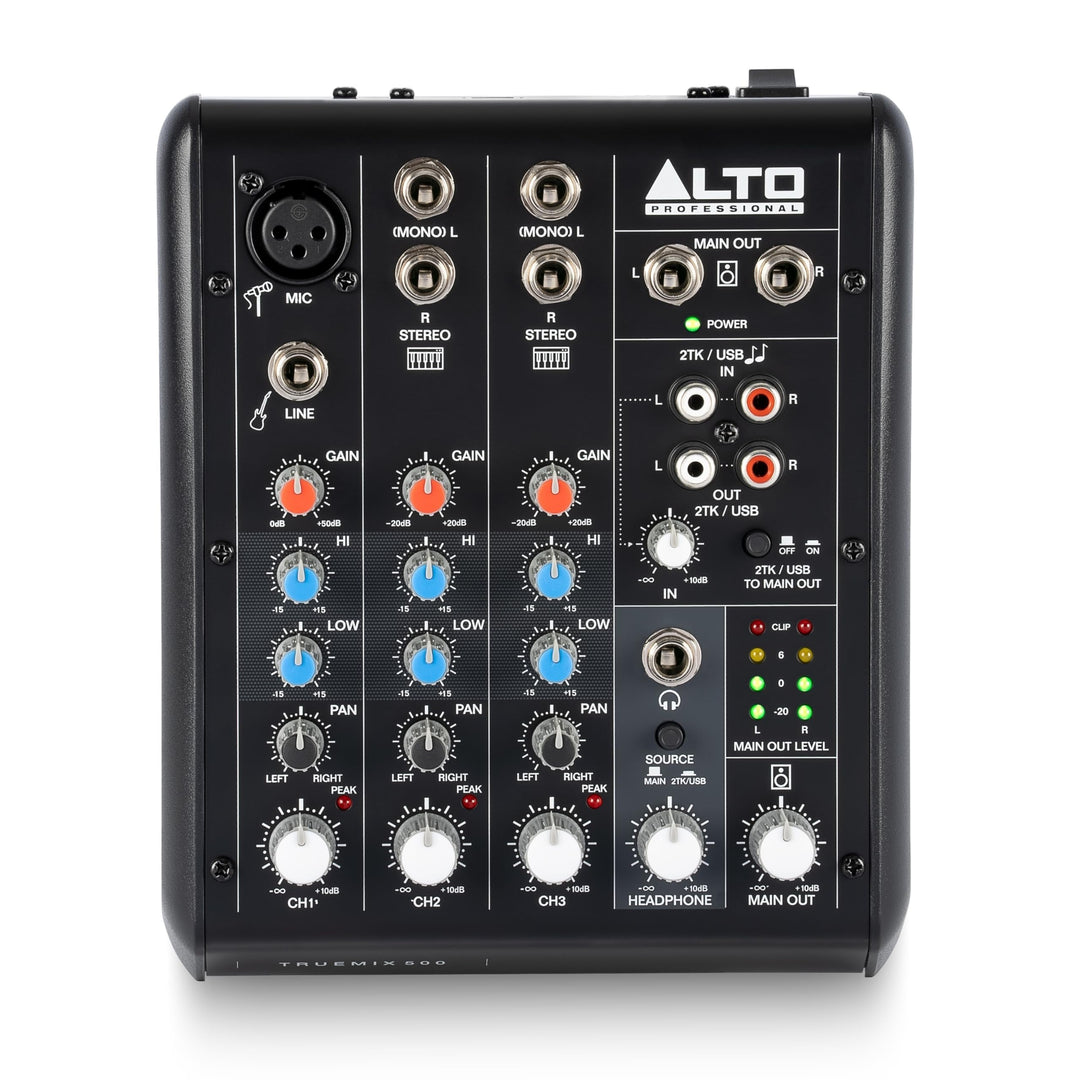 Alto TrueMix 500 Mischpult mit XLR Mic In und USB Audio Interface für Podcasting, Live Performance,