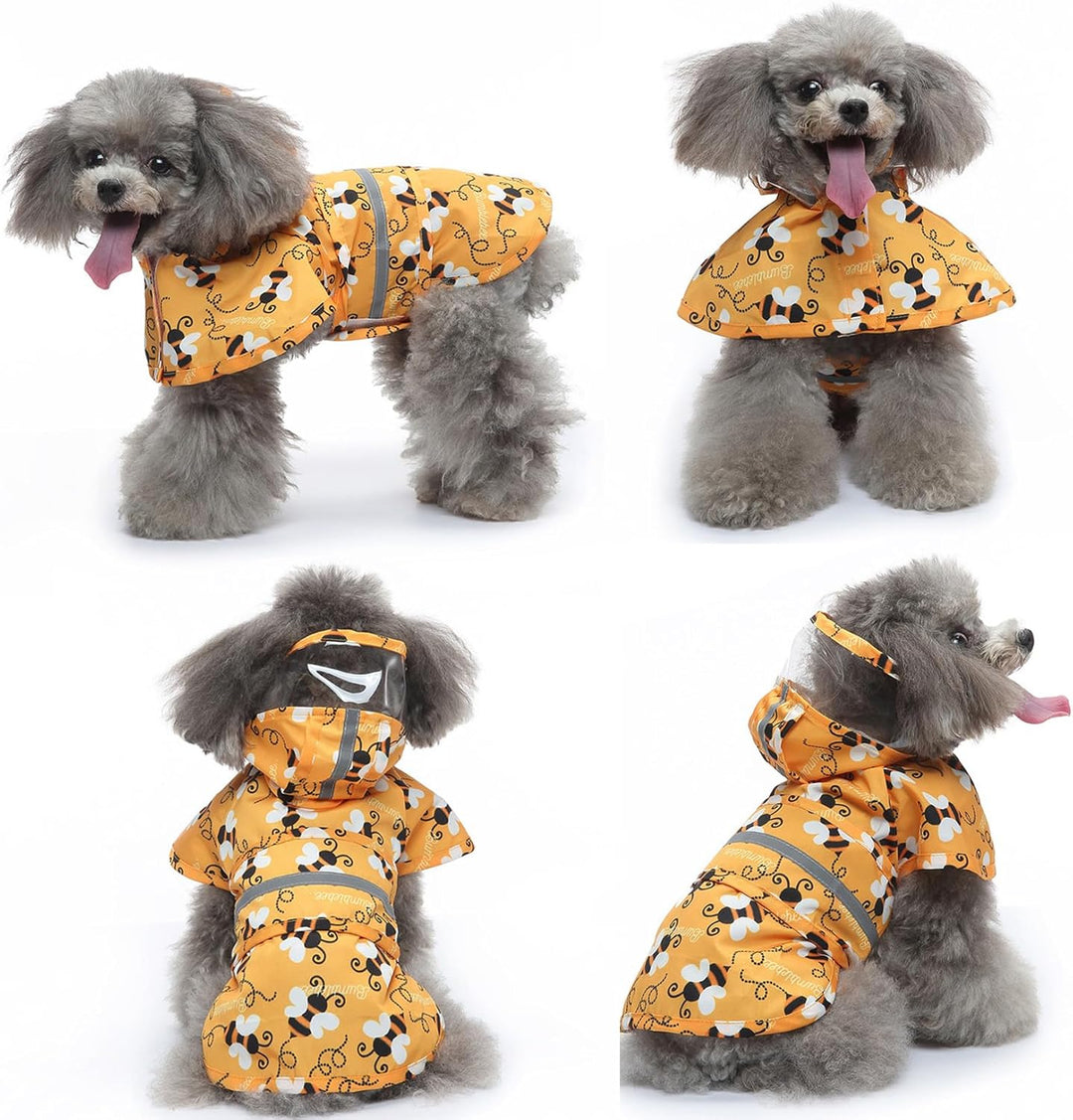 Zunea Wasserdichter Regenmantel mit Kapuze für kleine Hunde Reflektierende Welpen Regenjacke mit Lei
