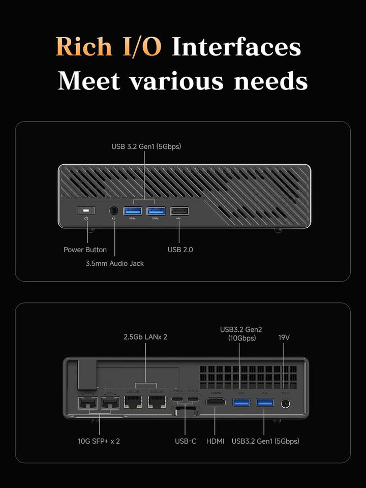 MINIS FORUM MS-A2 Mini PC, AMD Ryzen 9 8945HX (16C/32T bis 5,4 GHz), 32 GB DDR5 RAM, 1 TB SSD, PCIe