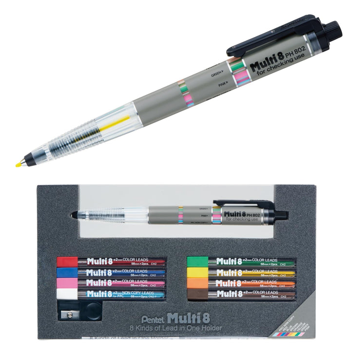 Pentel Pencil Lead Holder and Lead Set, Multi 8 Set (PH802ST) by Pentel Mehrfarbig Modern, Mehrfarbi