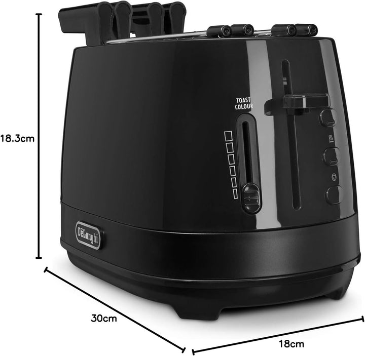 De Longhi CTLAP2203 Toaster mit Zange, 550 Watt. 550 Watt Schwarz, Schwarz