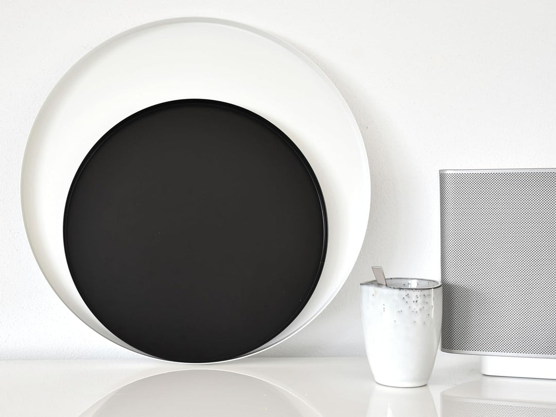 D&amp;D Living® Deko Tablett Rund Ø 30 cm | Design Dekoteller und Dekotablett aus Metall (Schwarz matt),