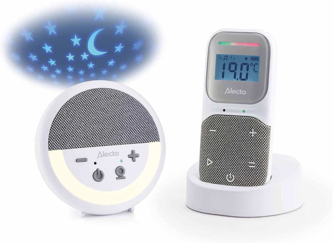 Alecto DBX150 - Luxuriöses Full Eco DECT Audio Babyphone mit Projektor, Display, Nachtlicht und Schl