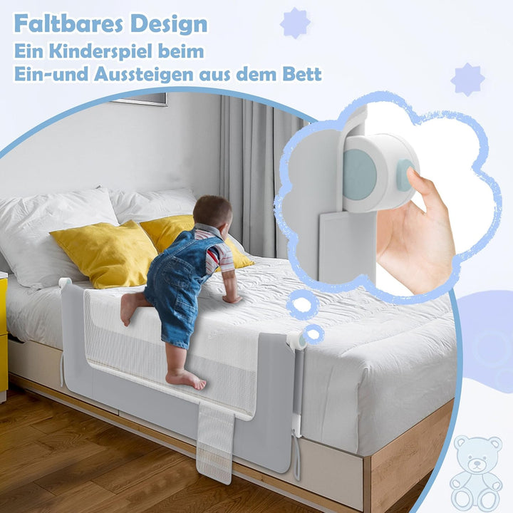 LZQ Rausfallschutz Bett Bettgitter Klappbar Kinderbettgitter Rausfallschutz Kinderbett Bettschutzgit