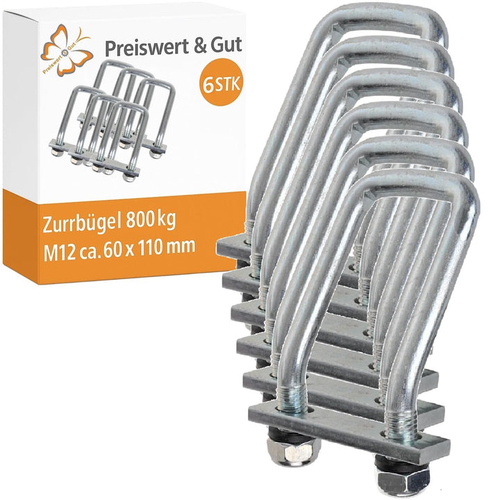 Preiswert&amp;Gut 6X Zurrbügel mit Einer Zugkraft von 800kg - Zurrösen Zurrmulde für Anhänger, U-Bügel 6