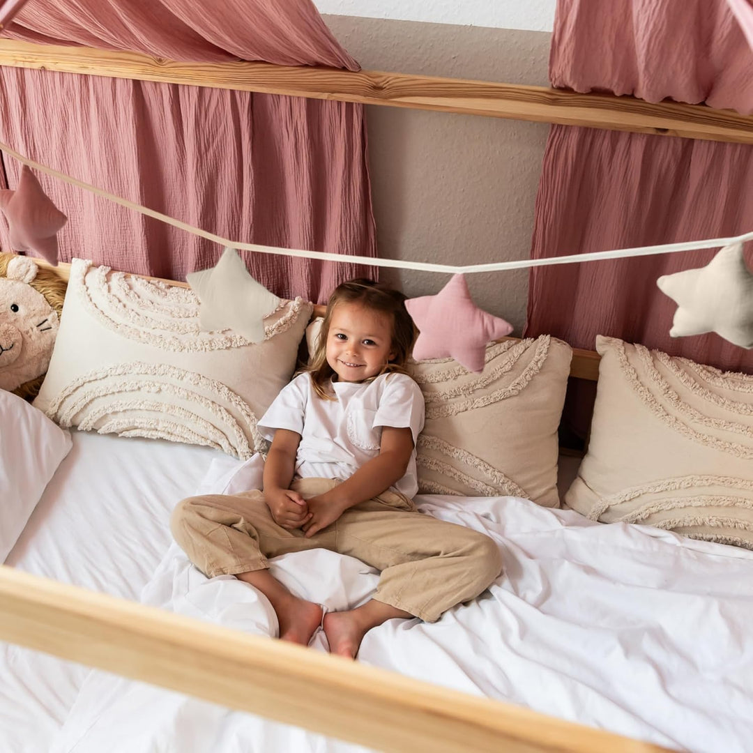LILIMAUS Sternen Wimpelkette Stoff [in 12 Farben] Kinderzimmer - 100% Baumwolle Handmade Girlande St
