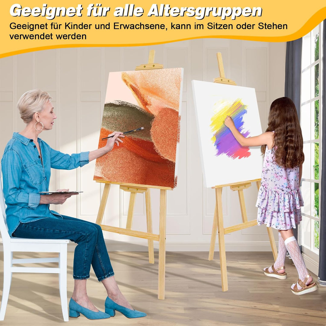 Grosse Holzstaffelei – 1,5 Meter Höhe – Professionelle Malstaffele für Künstler, Atelier, Studio ode