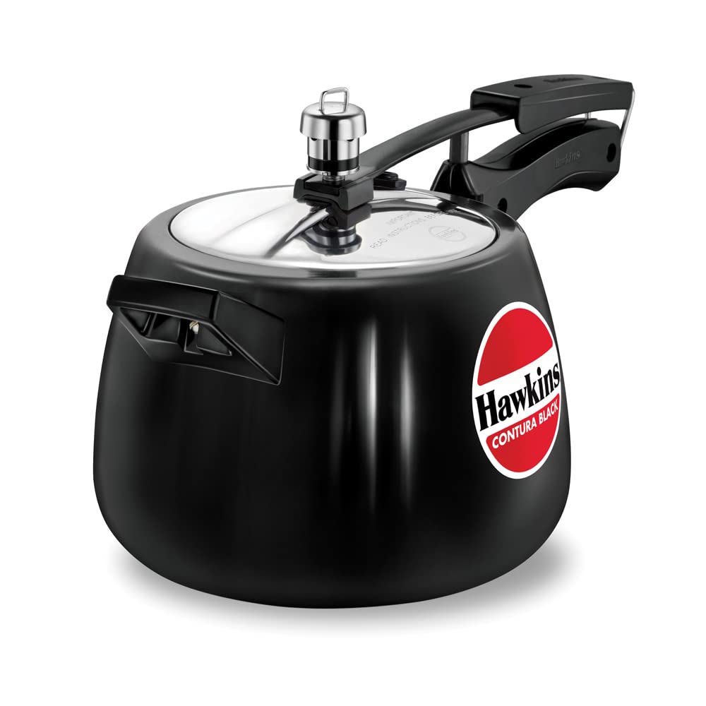 HAWKINS CB40 Harteloxiert Schnellkochtopf, Aluminium, 4 liters, Contura Schwarz 4-Liter, 4-Liter