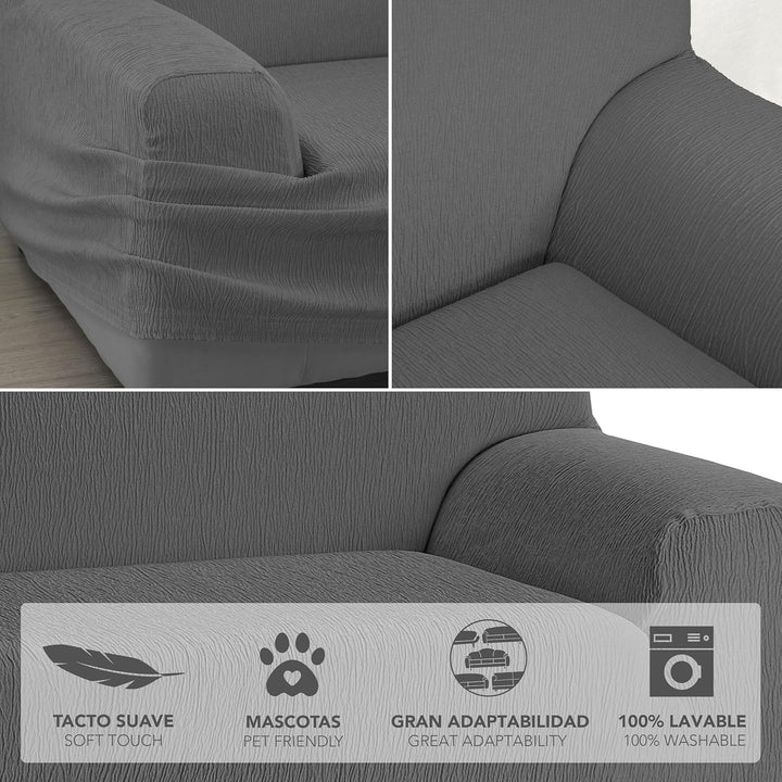 Martina Home Emilia Sofabezug, Anthrazit, 3-Sitzer 3 Plätze Anthrazit, 3 Plätze Anthrazit