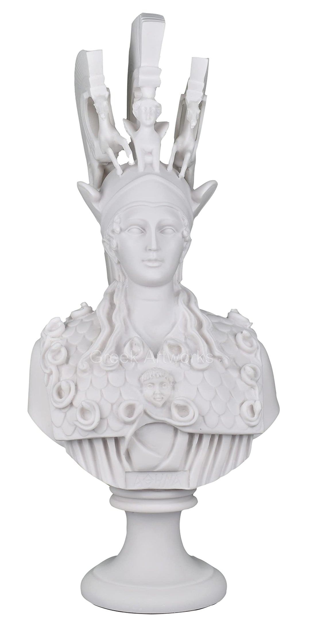 Athena Minerva Büste Kopf griechische römische Göttin Statue Skulptur gegossener Marmor