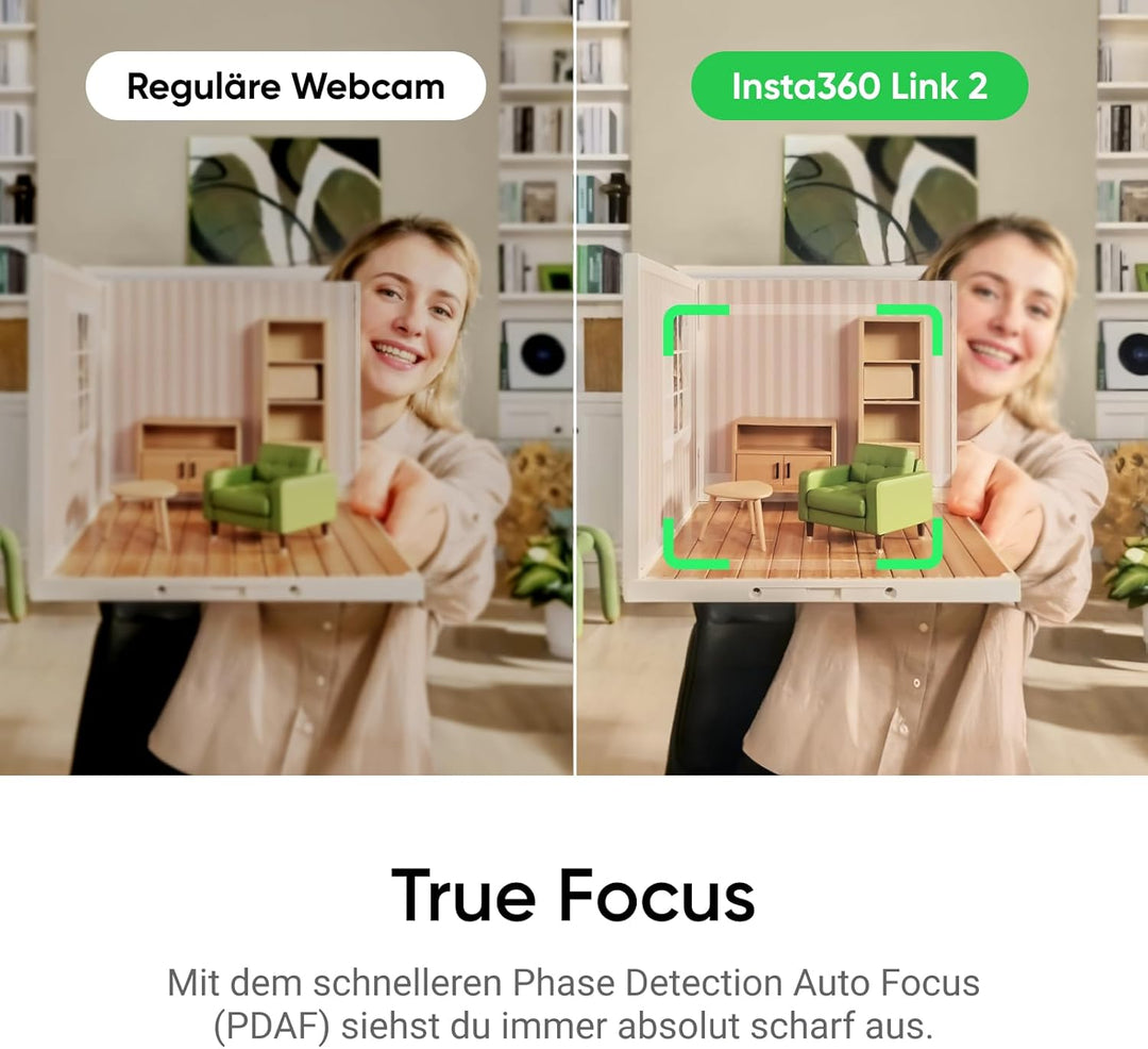 Insta360 Link 2 Standard Bundle - 4K Webcam für PC/Mac, 1/2" Sensor, KI-Tracking, HDR, Mikrofon mit