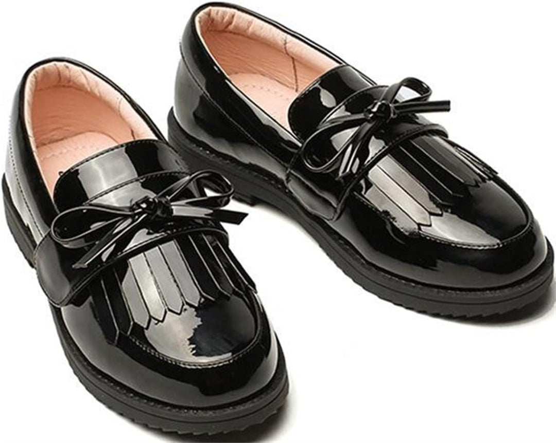 PPXID Mädchen Mokassins Slipper Prinzessin Ballerina Schule Halbschuhe 30 EU Schwarz B, 30 EU Schwar