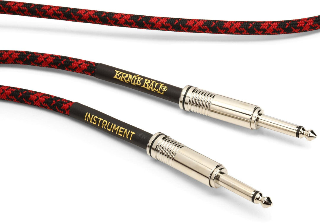 Ernie Ball Geflochtenes Instrumentenkabel gerade/gerade 7,62 m (25 ft) - Rot/Schwarz Rot/schwarz 7,6