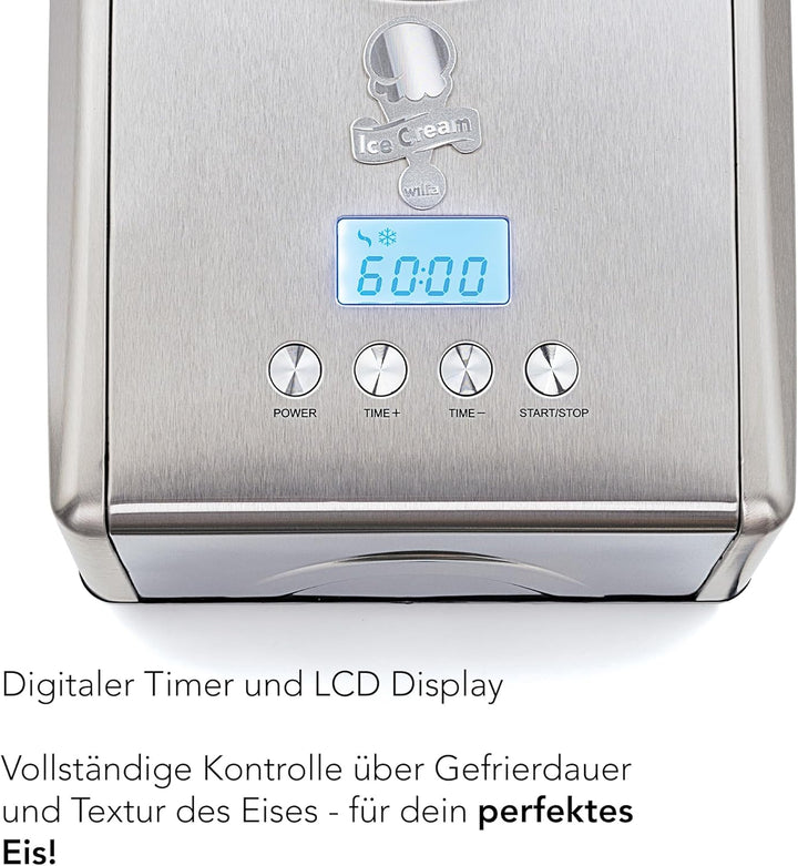 Wilfa VANILLA Eismaschine – Ice Cream Maker für Eis, Sorbet und Frozen Yoghurt, 1,5 Liter Fassungsve