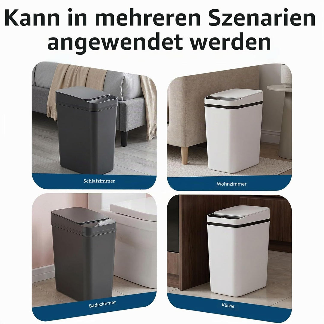 2er Set Mülleimer mit Sensor, 12L Automatischer Mülleimer, Smart Mülleimesr mit Deckel, 3 Betriebsmo