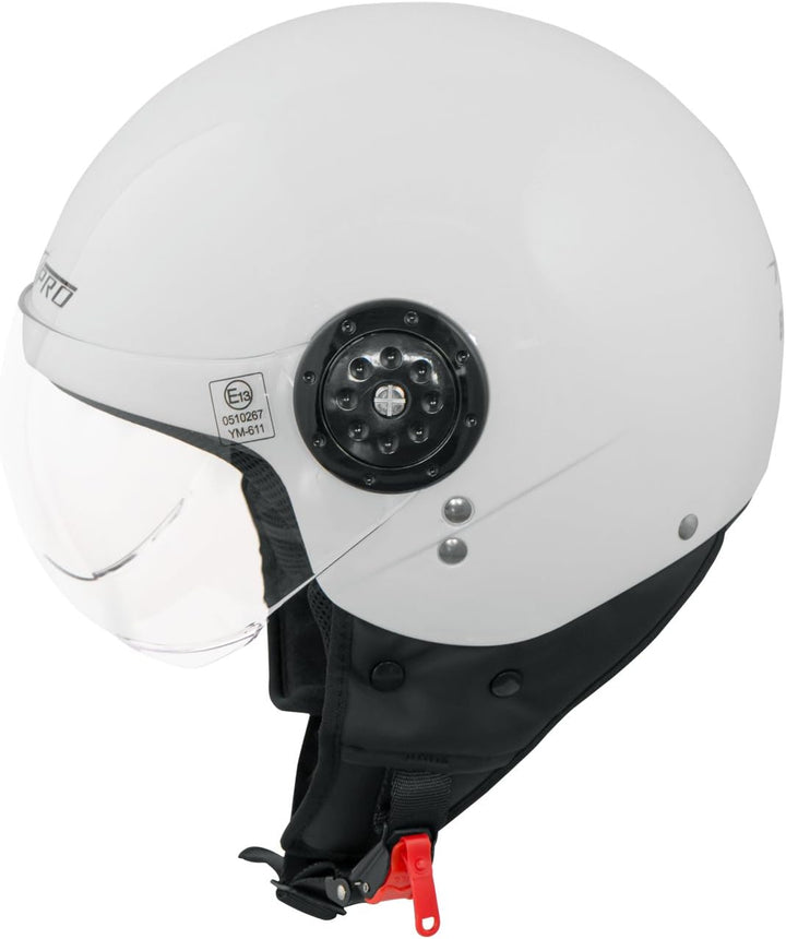 Motorradhelm Roller Jet Demi Helm Scooter Homologiert Avio Visor 59-60 cm ( L) Weiss, 59-60 cm ( L)