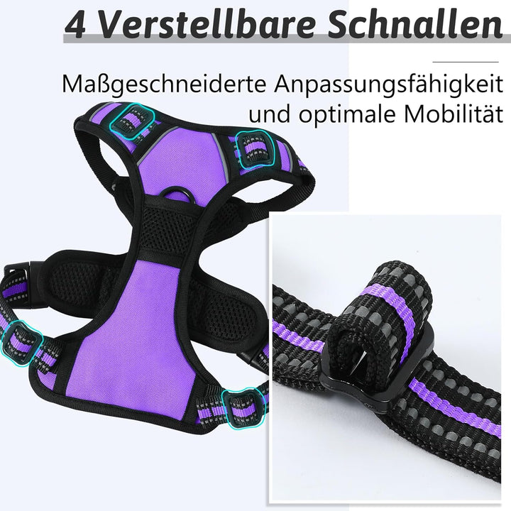 Hundegeschirr Mittelgrosse Grosse Hunde, Anti Zug Hundegeschirr Gepolstert mit Griff, Atmungsaktiv R
