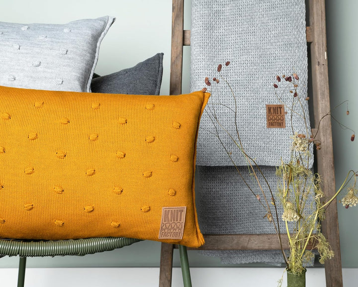 KNIT FACTORY - Noa Kissen - Grau - 60x40 cm 60x40 cm Grau, 60x40 cm Grau