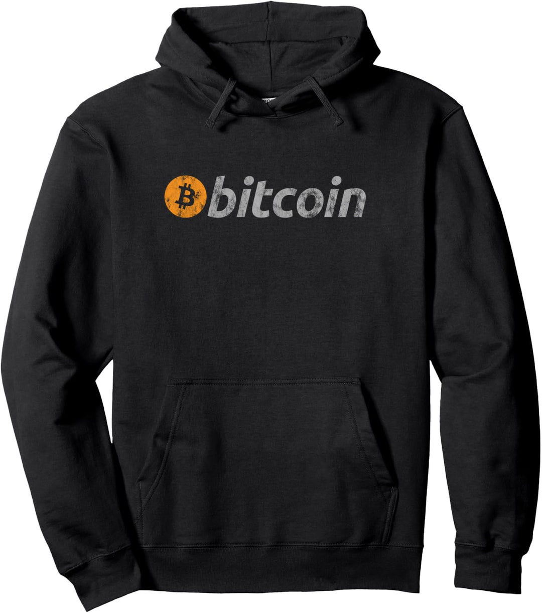 Vintage Look Bitcoin Logo Pullover Hoodie