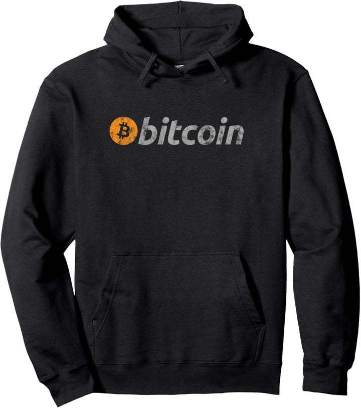 Vintage Look Bitcoin Logo Pullover Hoodie