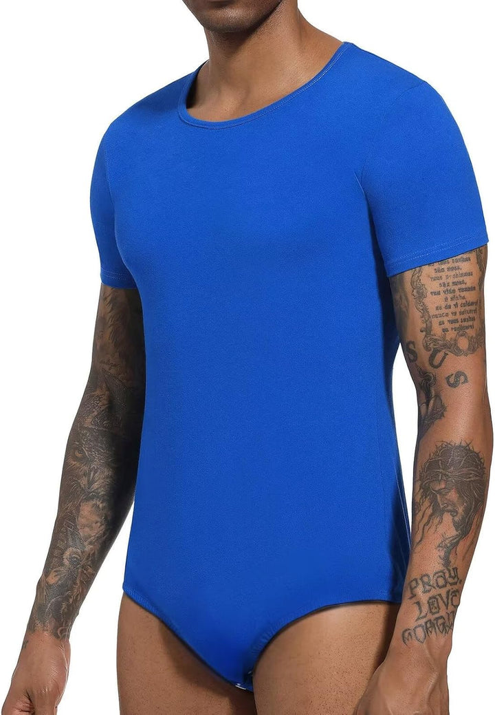 Landofgenie Männer Kurzarm Strampler Pyjama Bodysuit One Piece Strampler M Blau, M Blau