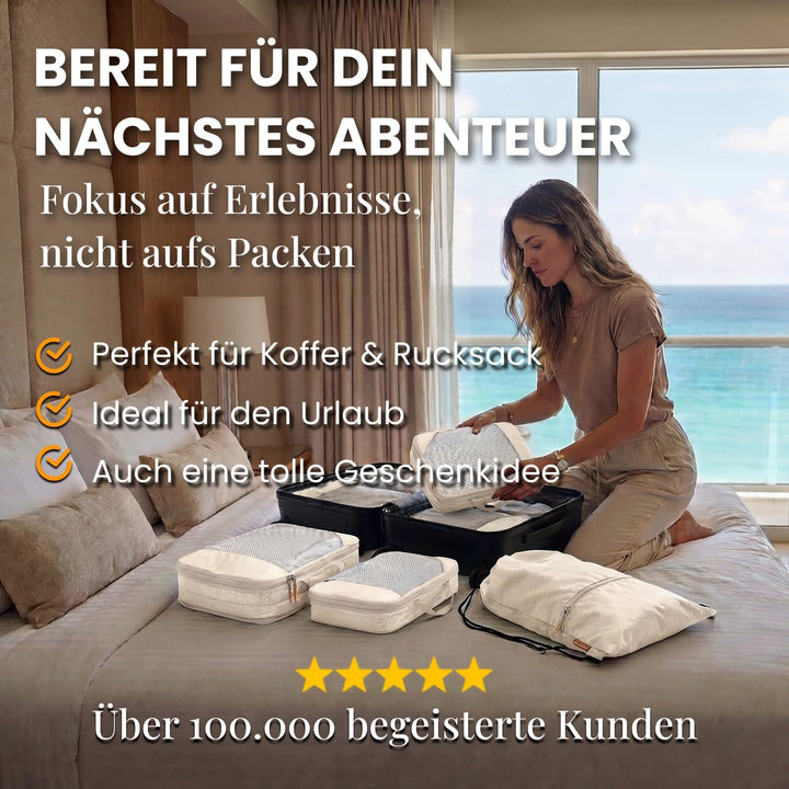 Packtaschen Kompression für Koffer und Rucksack [7-teilig] mit Packbeutel - mehr Platz im Koffer ode