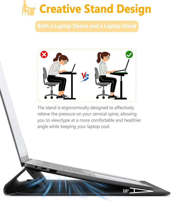 HYZUO 13 Zoll Laptop Hülle Tasche mit Ständer für MacBook Air 13 M5 A3449 M4 M3 M2 M1 2026-2018, Mac