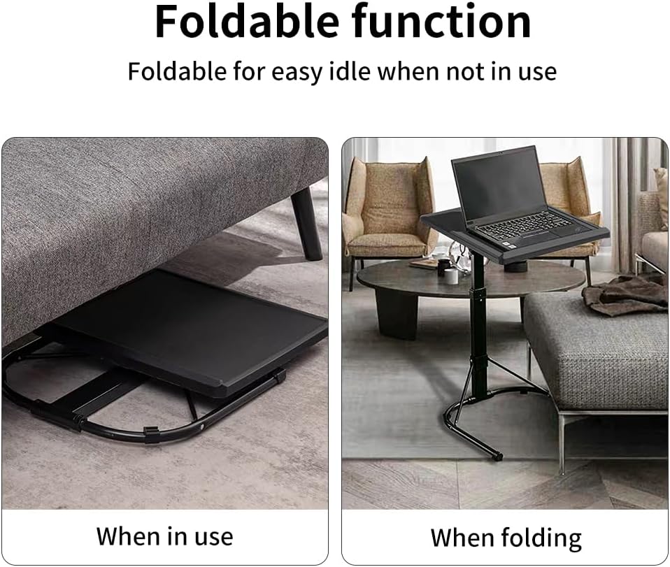 HUOLE Beistelltisch für Wohnzimmer, Sofa, Aussenbereich, höhenverstellbar, Sofaspitze mit 4 feststel